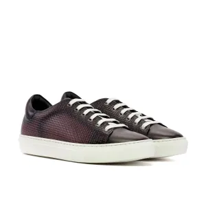 Ambrogio Bespoke Men's Shoes Burgundy Calf-Skin / Woven Leather Trainer Sneakers (AMB2484)