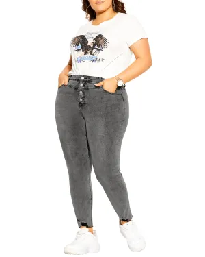 Arva Exposed Button Jean | Light Grey