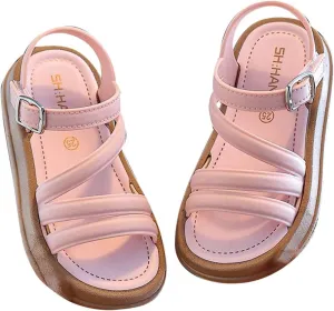 Baby Girls Sandals Soft Rubber Sole Non Slip Shoes for Infant Summer Beach Outdoor Play with Adjustable Straps