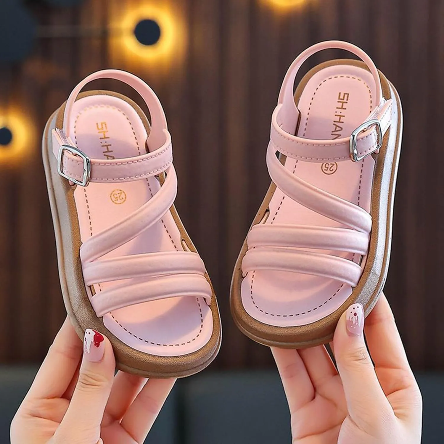 Baby Girls Sandals Soft Rubber Sole Non Slip Shoes for Infant Summer Beach Outdoor Play with Adjustable Straps