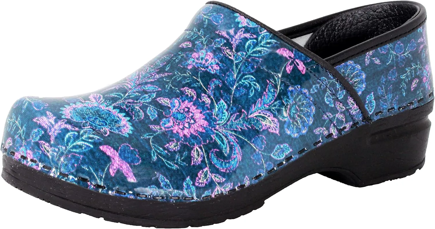 BJORK Swedish Comfort Women's Professional Printed Leather Clogs