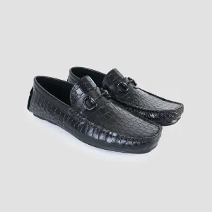 BLACK EMBOSSED LEATHER SHOES BLACK EMBOSSED LEATHER SHOES