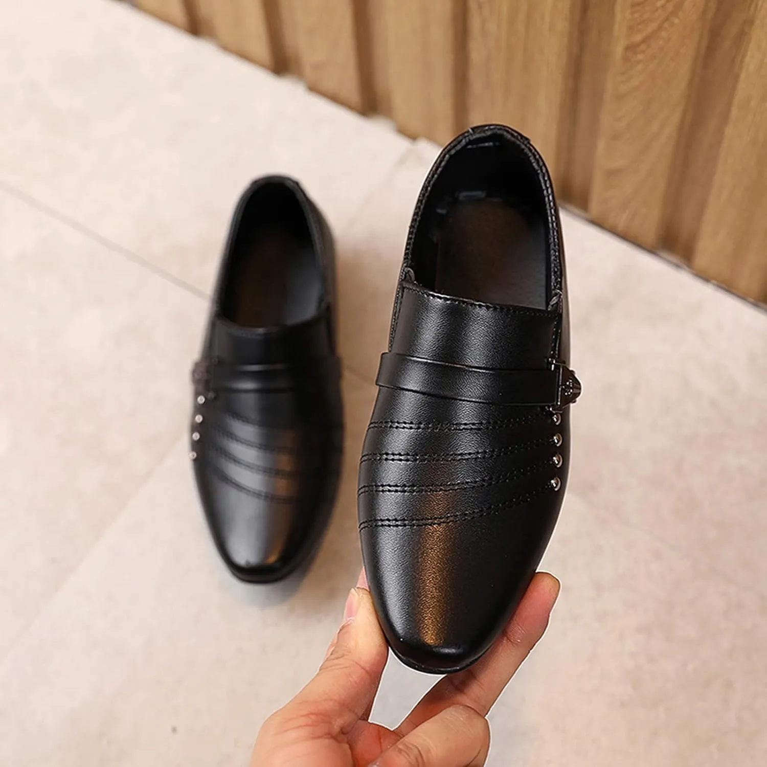Boys Toddler Leather Baby Student British Casual Perform Shoes Children Style Boy's Shoes Girls Black Dress Shoes