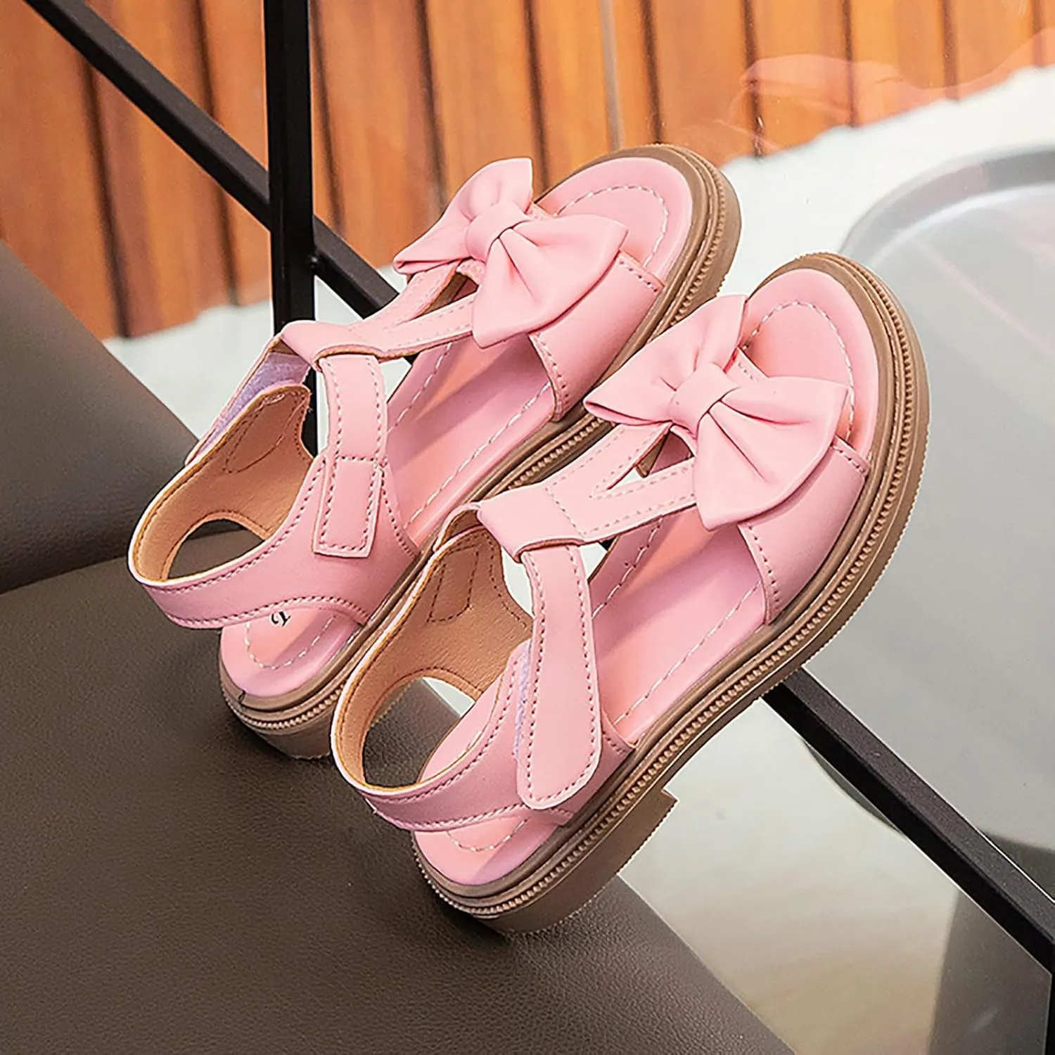 Breathable Girl Summer Sandals Bowknot Design Soft Sole for Wedding Party Pageant Dress Anti Slip Shoes for Infant Toddler Summer Outdoor Play
