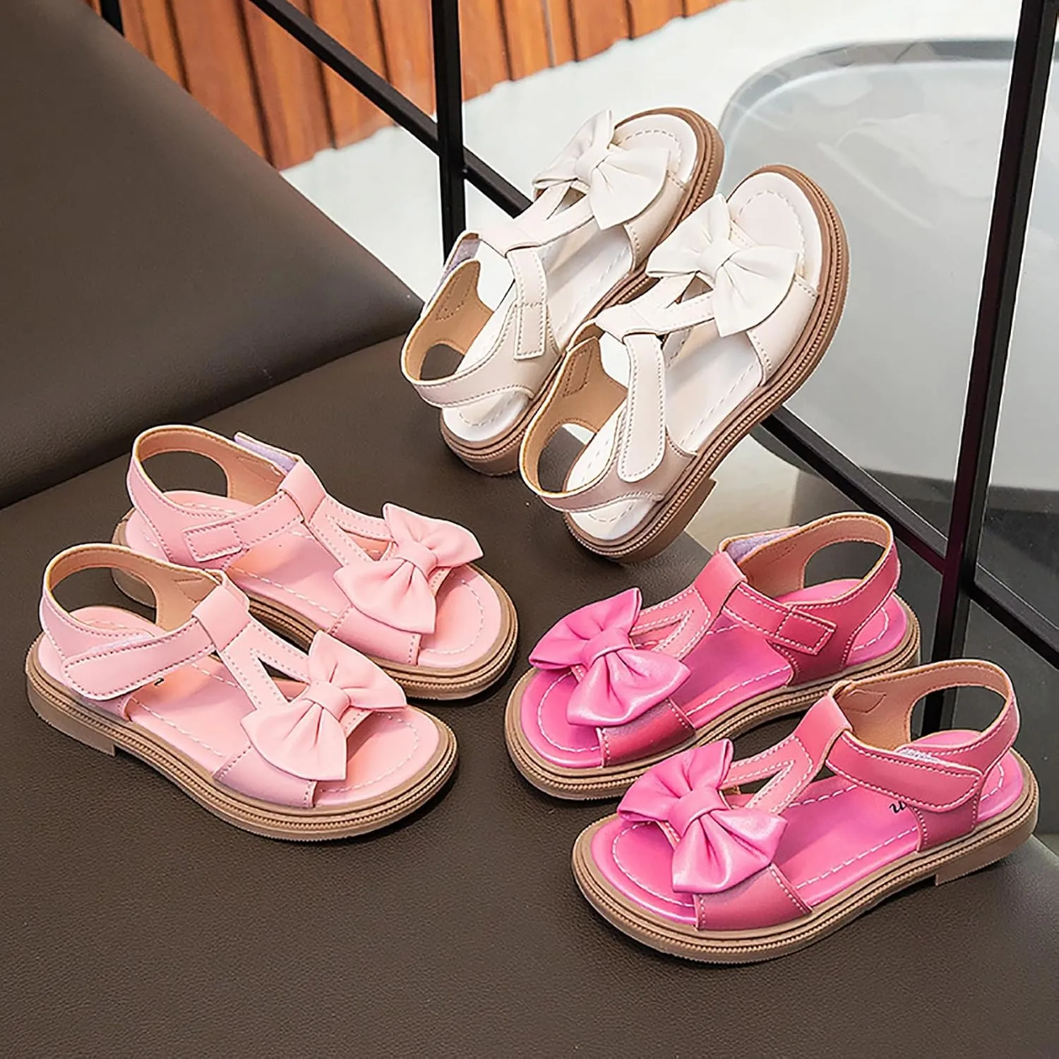 Breathable Girl Summer Sandals Bowknot Design Soft Sole for Wedding Party Pageant Dress Anti Slip Shoes for Infant Toddler Summer Outdoor Play