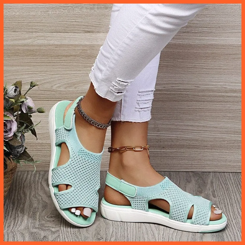 Breathable Stretchable Casual Women Flats | Buckle Strap Flat Sandal