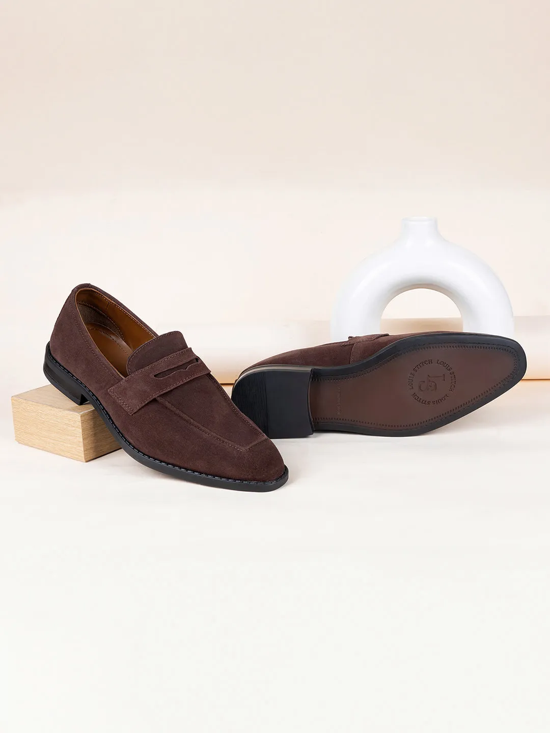 Brunette Brown Italian Suede Leather Moccasin Shoes