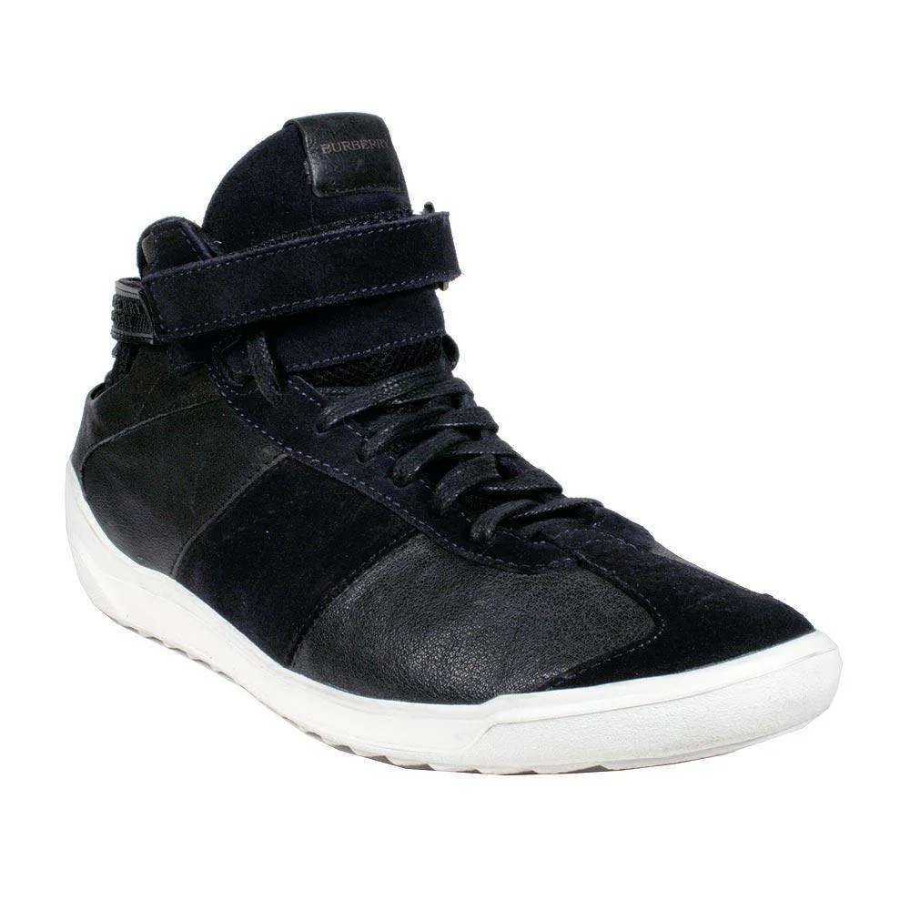 Burberry Men's Designer Shoes Black High-Top Leather Sneakers (BUR039)