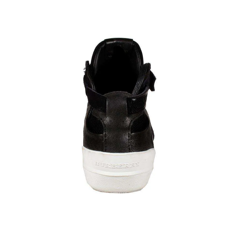 Burberry Men's Designer Shoes Black High-Top Leather Sneakers (BUR039)