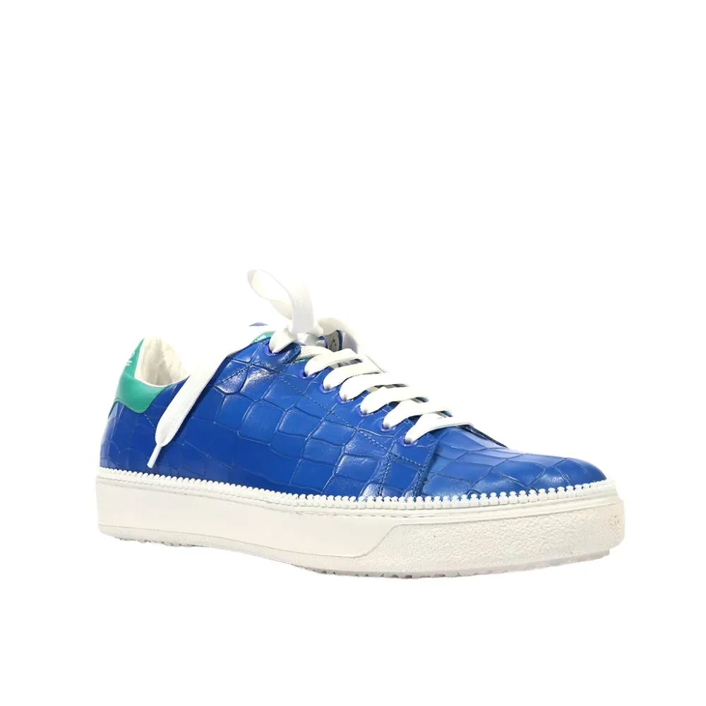 Cesare Paciotti Luxury Italian Men's Wimbledon Cocco Lux Denim Blue Sneakers (CPM5346)