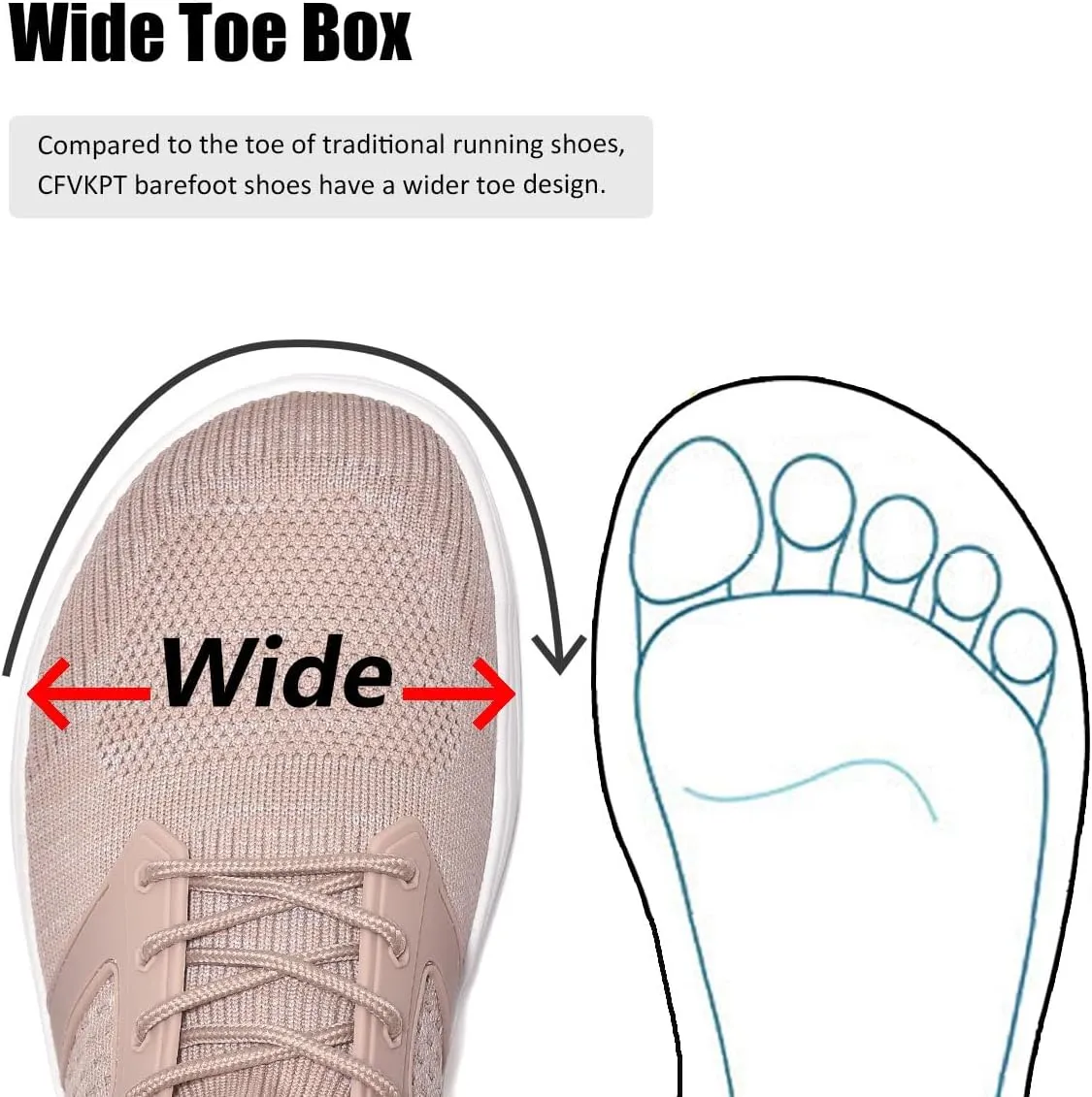 CFVKPT Mens Barefoot Dress Shoes Wide Toe Box Slip On Oxfords Running Sneakers Size 6.5-12