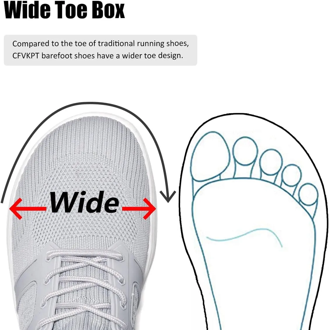 CFVKPT Mens Barefoot Dress Shoes Wide Toe Box Slip On Oxfords Running Sneakers Size 6.5-12