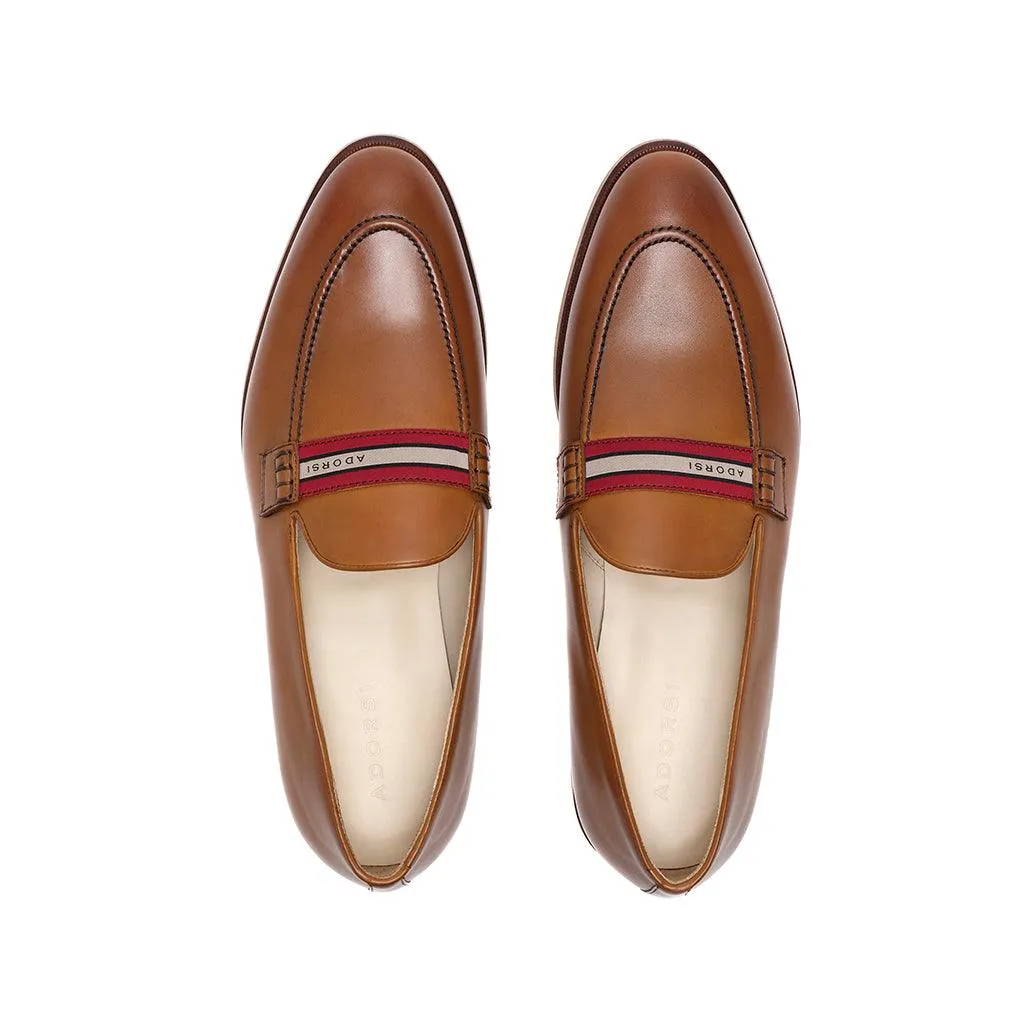 Cognac Calf Web Stripe Loafer
