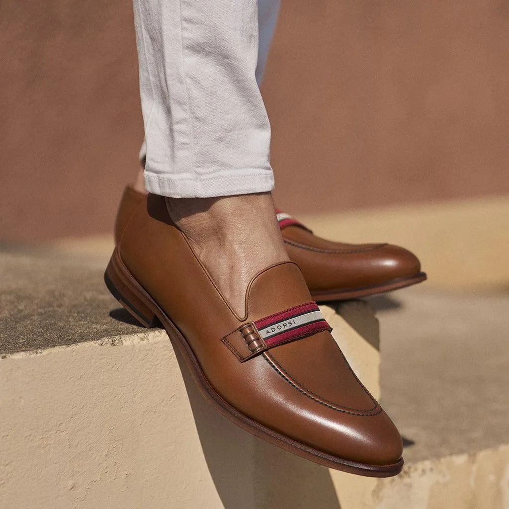 Cognac Calf Web Stripe Loafer