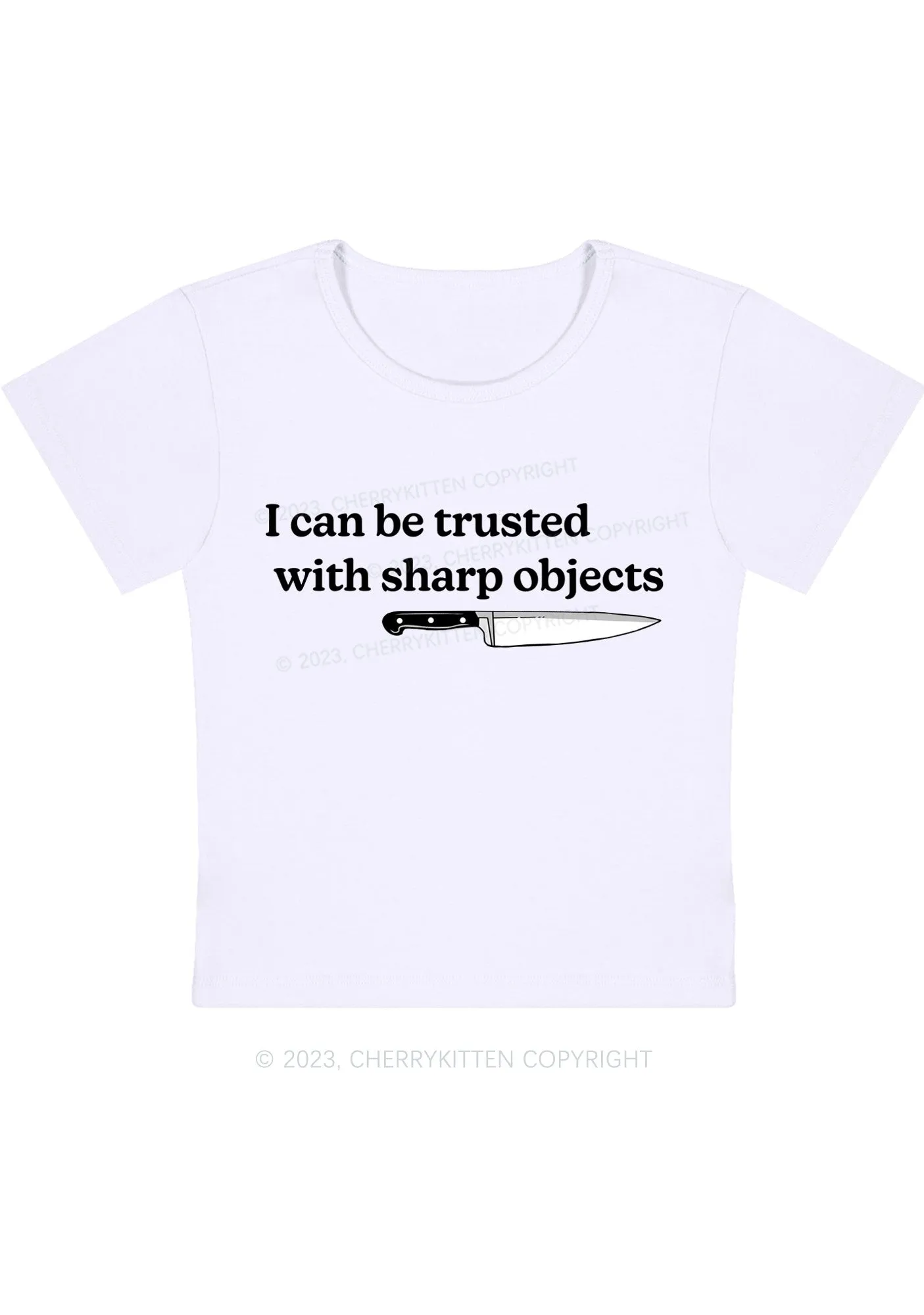 Curvy I Can Be Trusted With Sharp Objects Y2K Baby Tee Cherrykitten