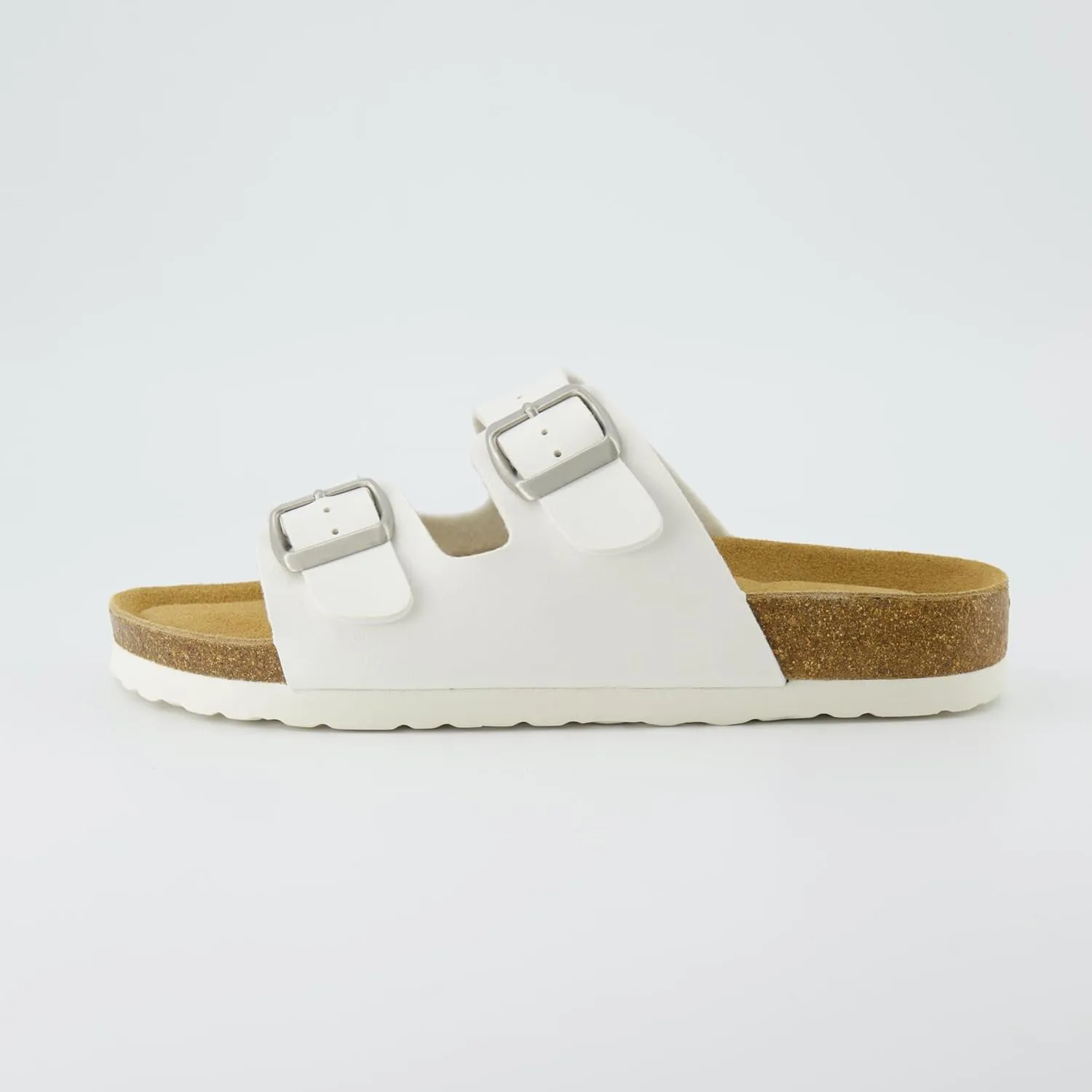 CUSHIONAIRE Lane Cork Footbed Sandals for Women  Comfortable Double Buckle Slip-On with Genuine Suede Footbed & Arch Support Slides for Women Footwear