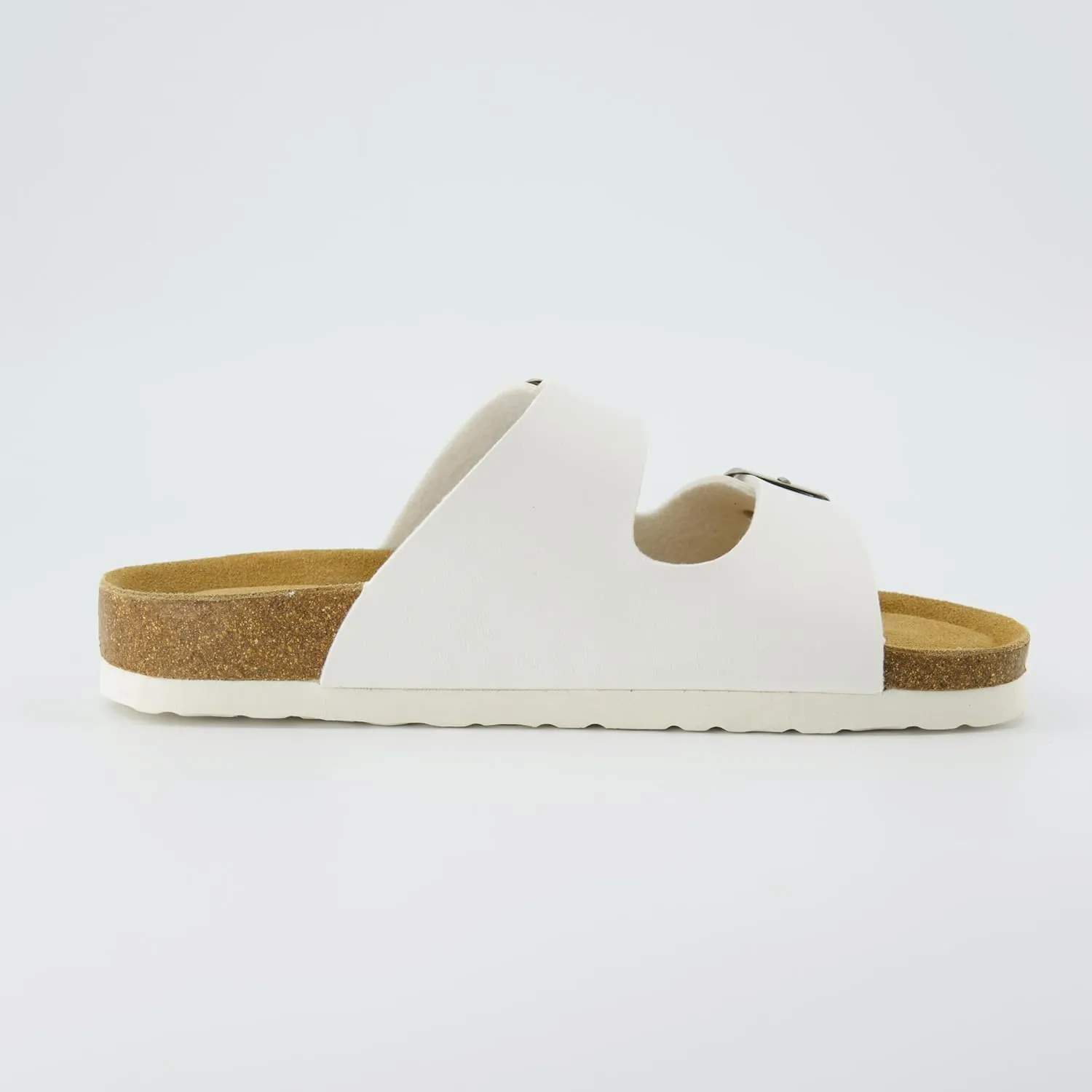 CUSHIONAIRE Lane Cork Footbed Sandals for Women  Comfortable Double Buckle Slip-On with Genuine Suede Footbed & Arch Support Slides for Women Footwear