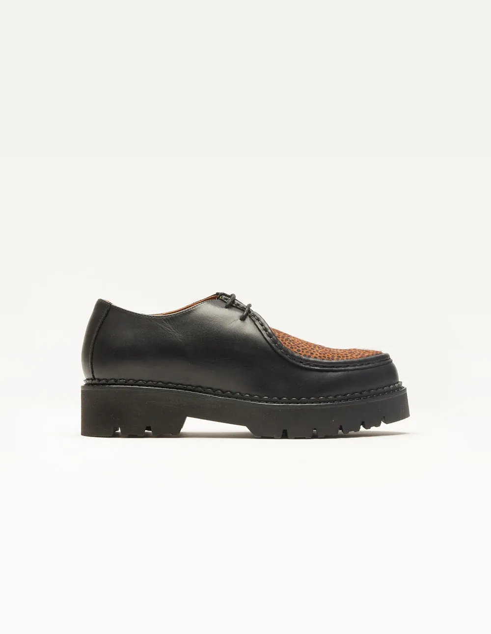 Derbies Deborah - Cuir noir et pony