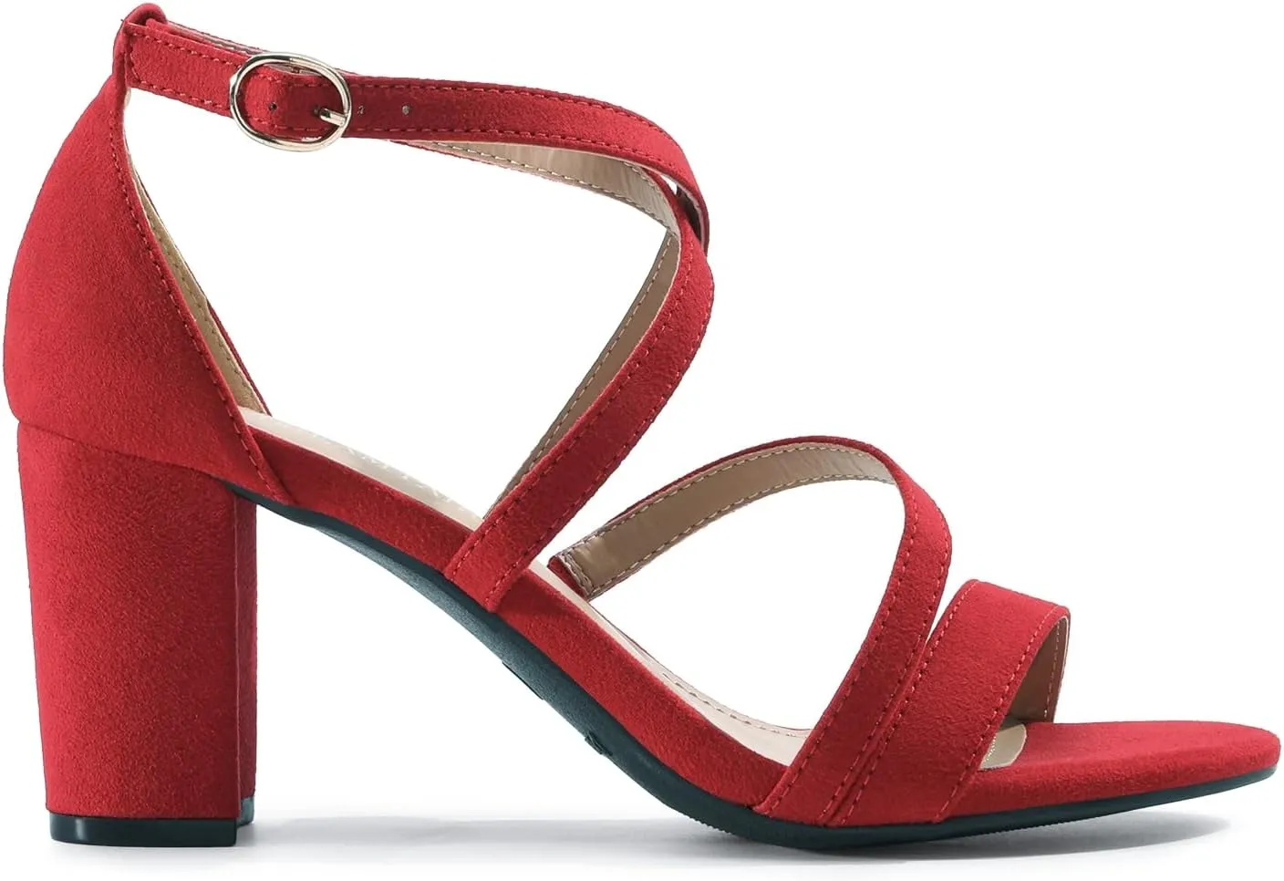 DREAM PAIRS Womens Ankle Strap Dress Pump Low Chunky Heel Sandals