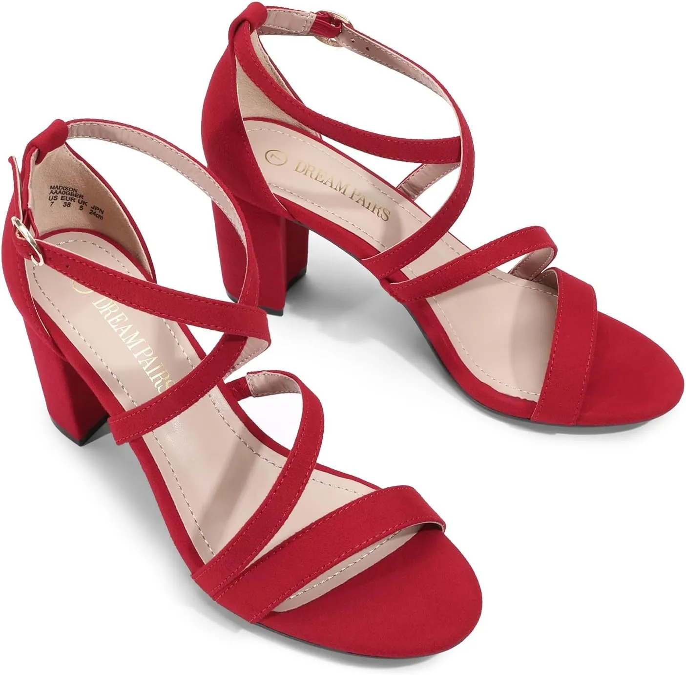 DREAM PAIRS Womens Ankle Strap Dress Pump Low Chunky Heel Sandals