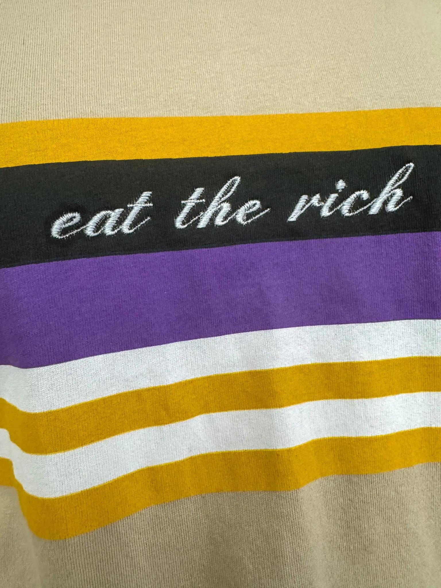 Eat the Rich Striped Long Sleeve M