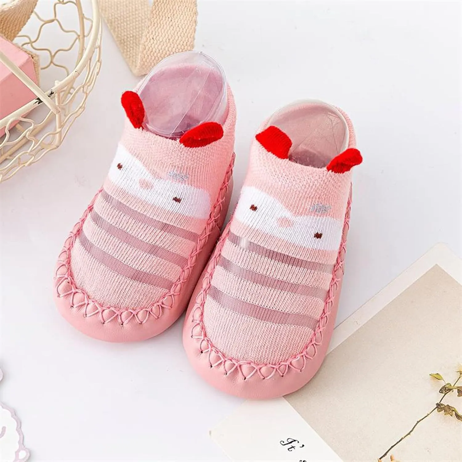 EnJoCho Children Cartoon Shoes for Autumn Infant Toddler Shoes Soft Sole Toddler Shoes Bow Glitter Sequins Non (Pink, 0 Months)
