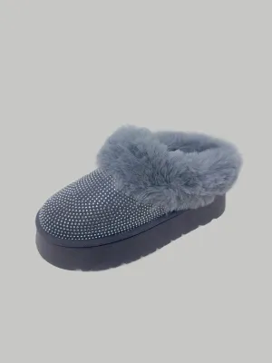 Faux Fur Platform Booties in Gray