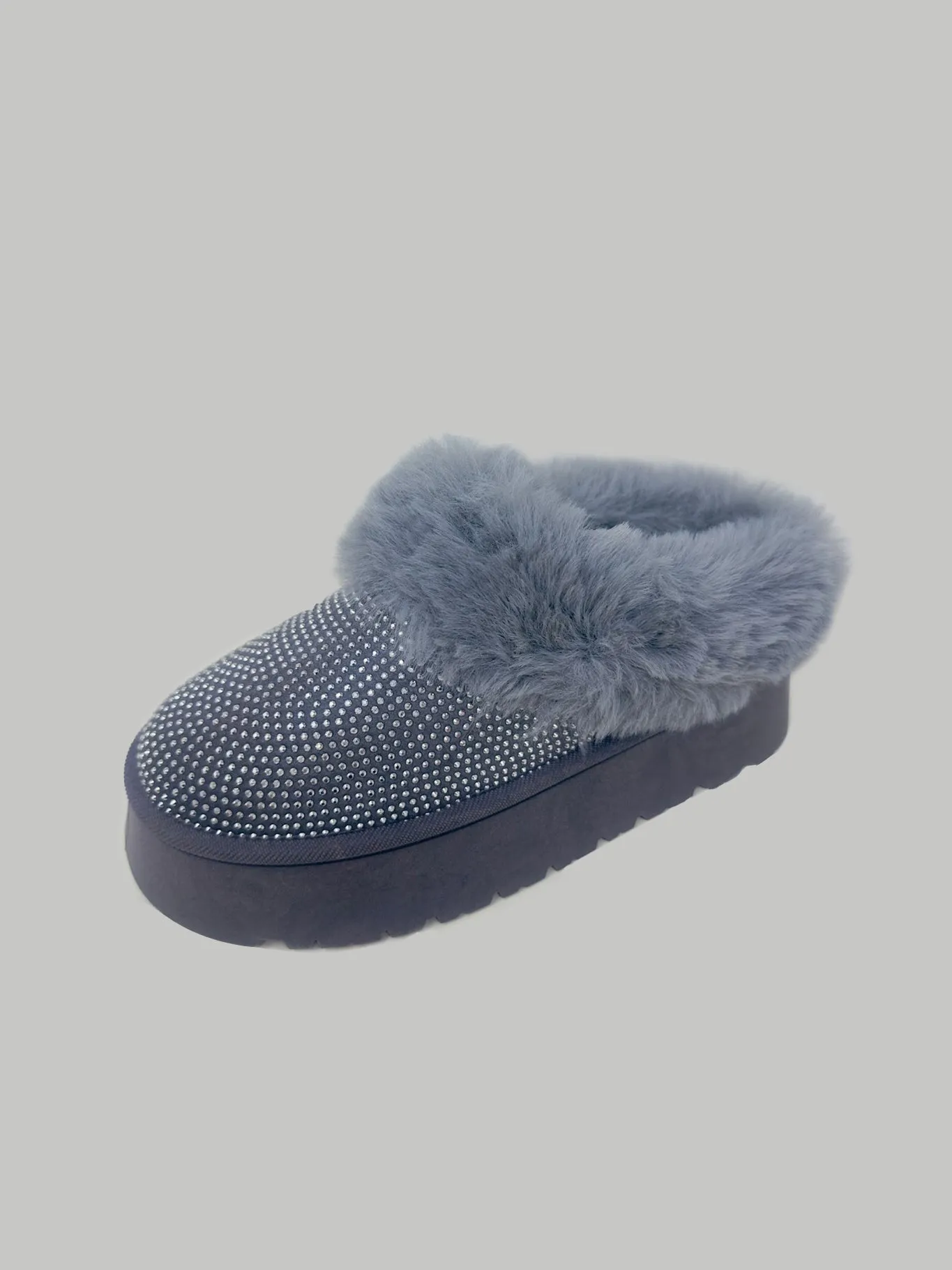Faux Fur Platform Booties in Gray
