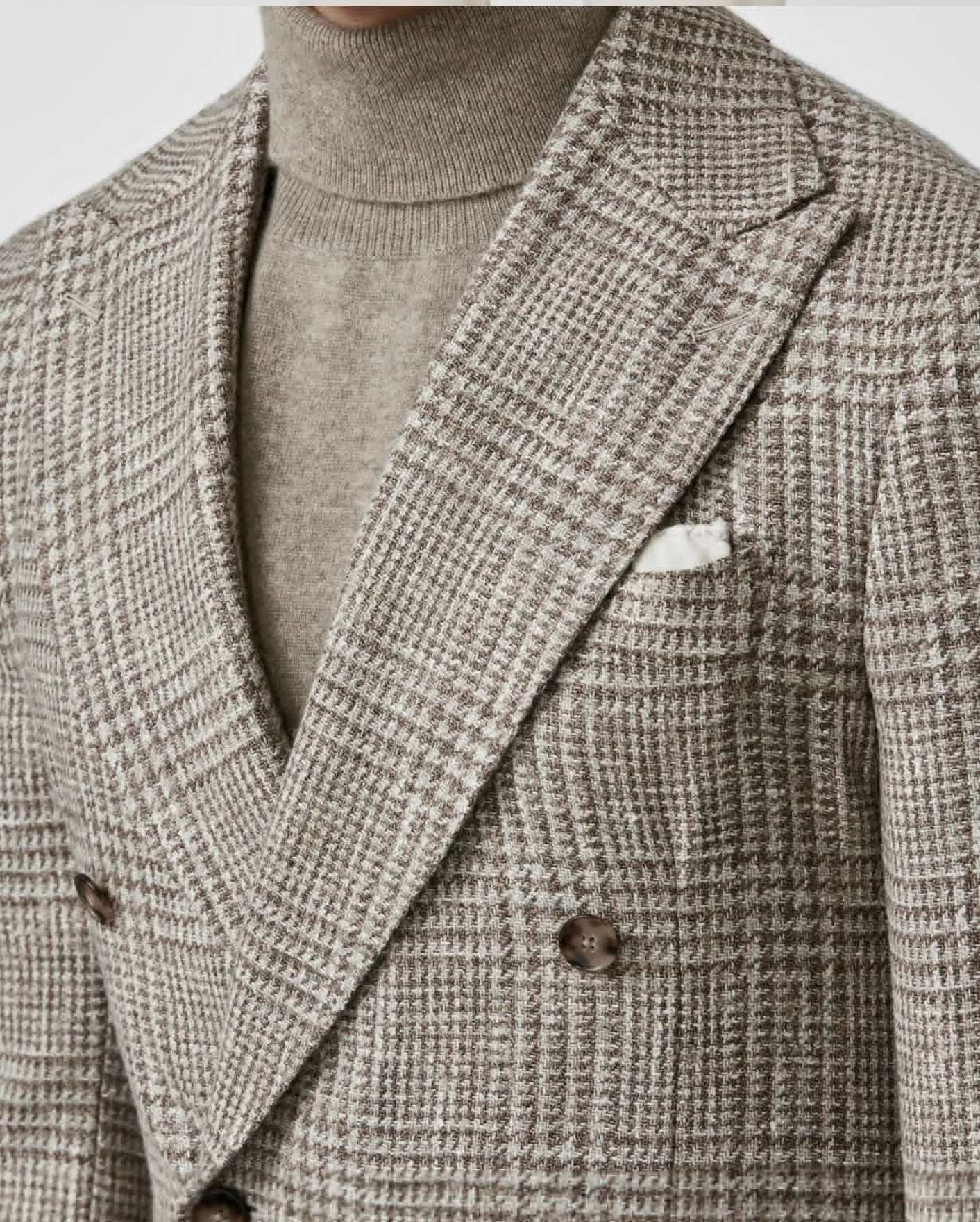 Ferla Mixed Brown Wool, Alpaca, Silk & Linen Blend with Glencheck
