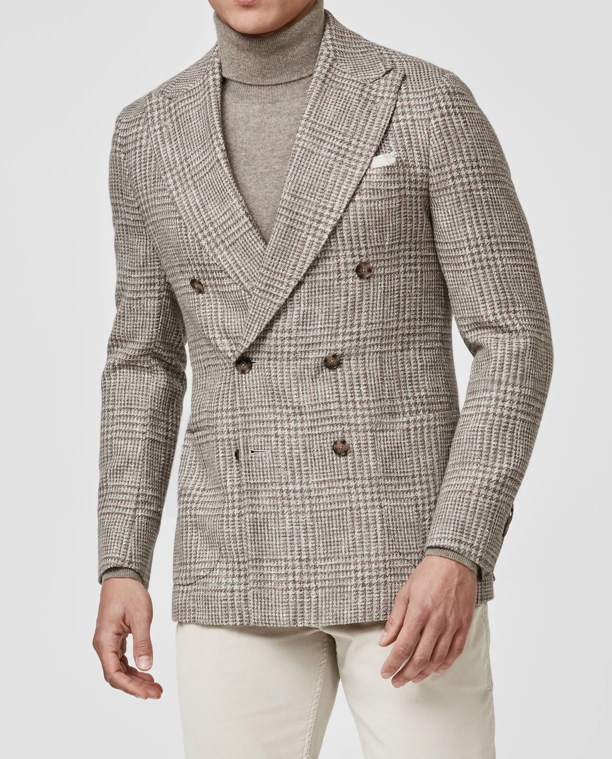 Ferla Mixed Brown Wool, Alpaca, Silk & Linen Blend with Glencheck