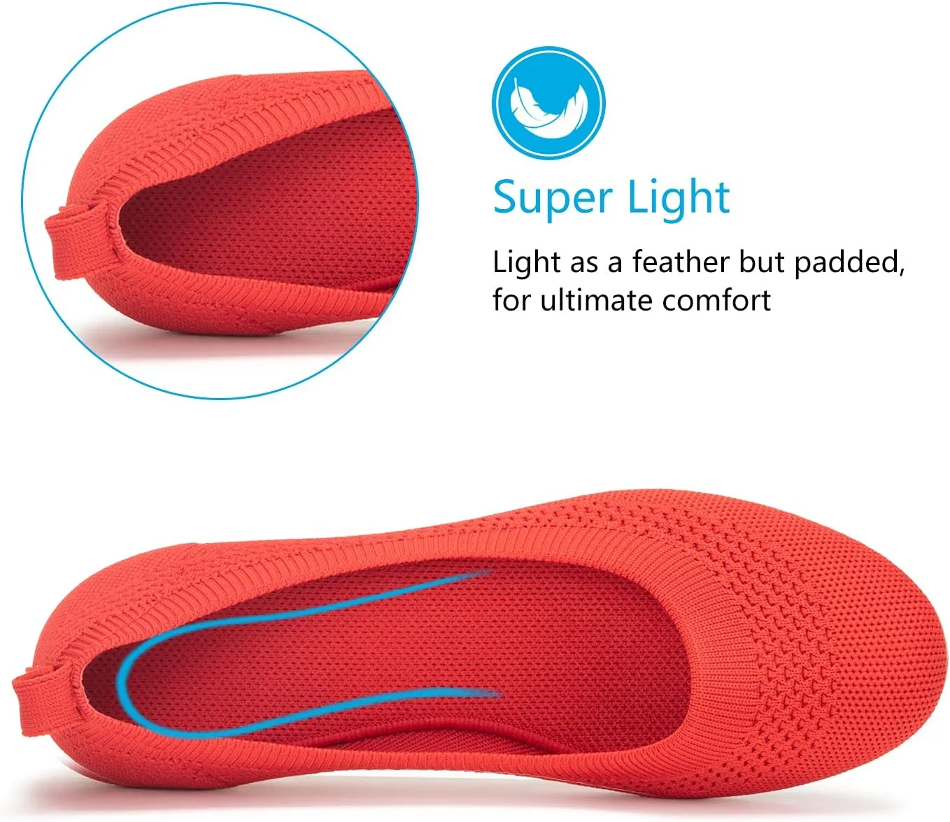 Frank Mully Womens Ballet Flat Shoes Knit Dress Shoes Round Toe Slip On Ballerina Walking Flats Shoes for Woman Low Wedge Comfort Soft