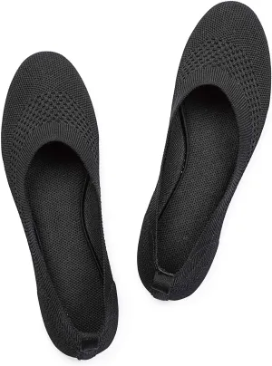 Frank Mully Womens Ballet Flat Shoes Knit Dress Shoes Round Toe Slip On Ballerina Walking Flats Shoes for Woman Low Wedge Comfort Soft