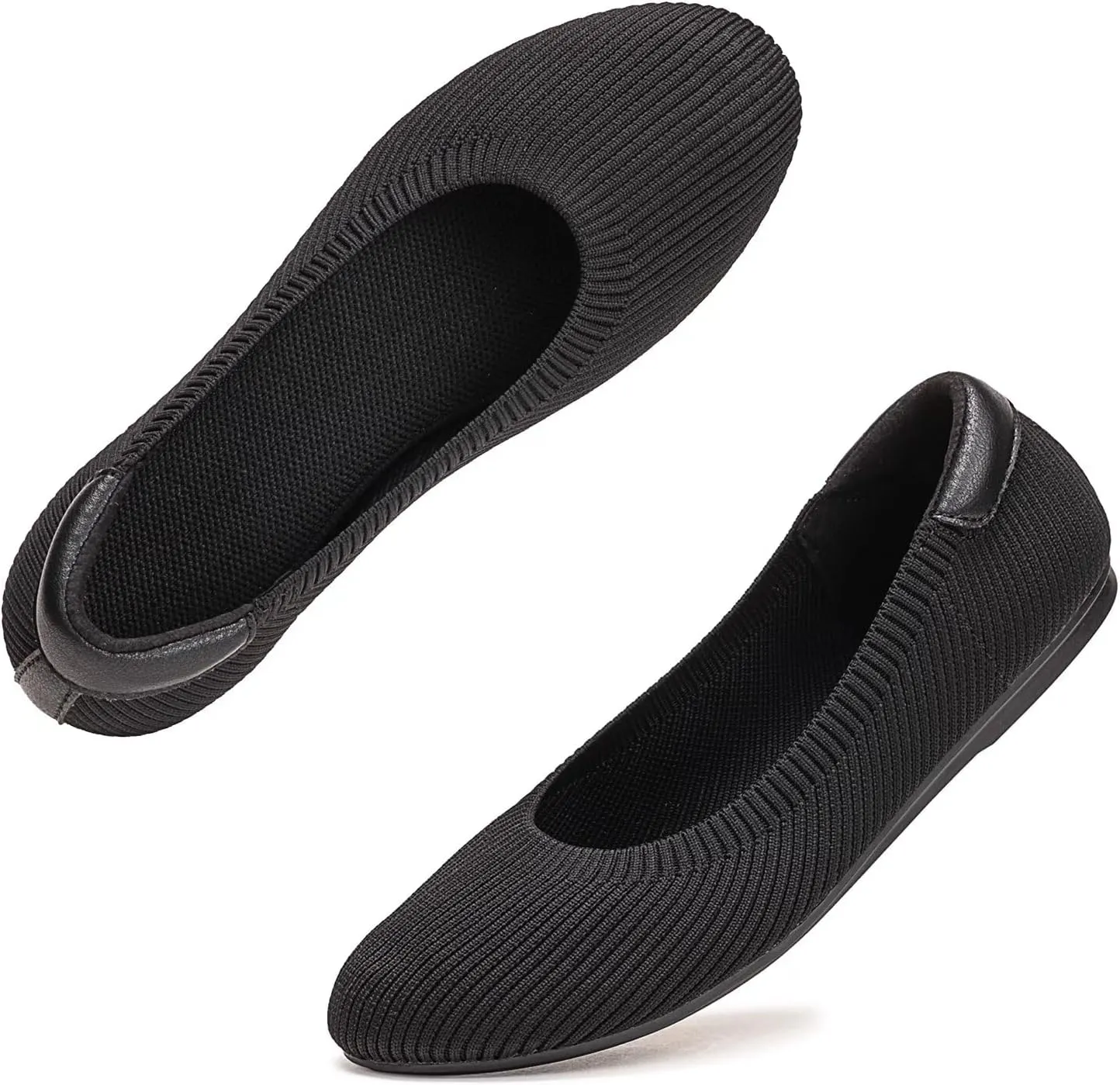 Frank Mully Womens Ballet Flat Shoes Knit Dress Shoes Round Toe Slip On Ballerina Walking Flats Shoes for Woman Low Wedge Comfort Soft
