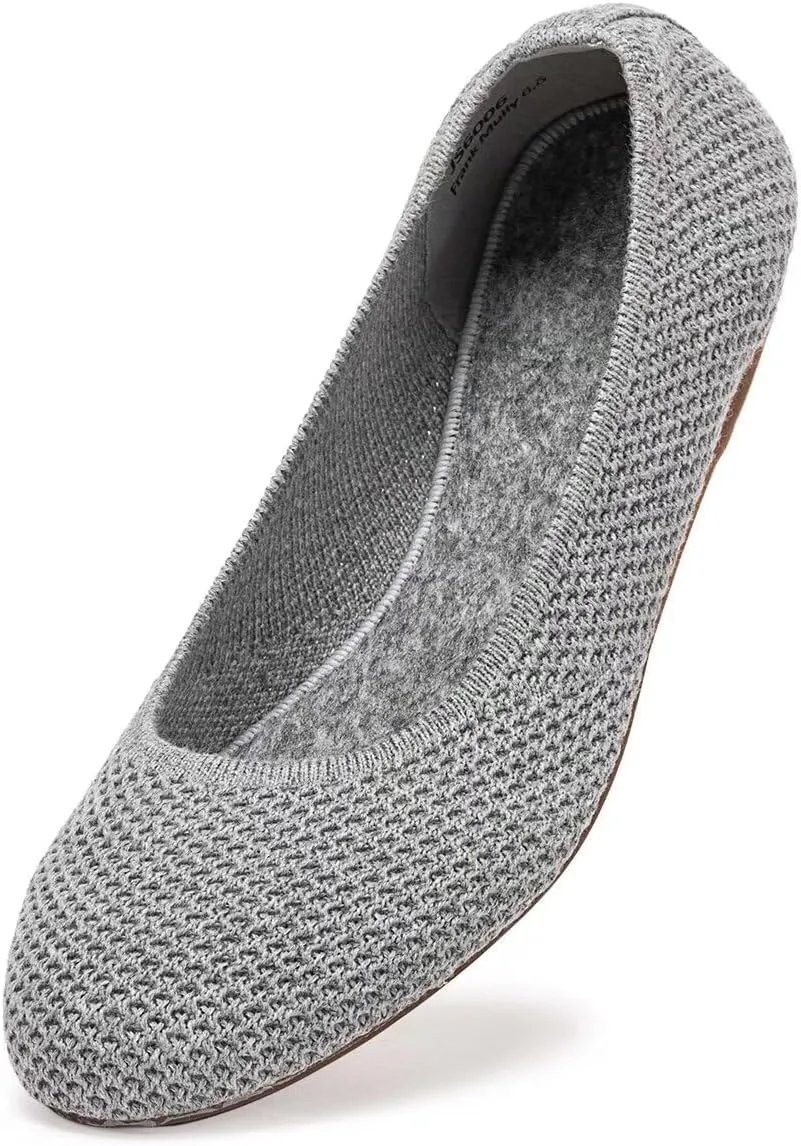 Frank Mully Womens Ballet Flat Shoes Knit Dress Shoes Round Toe Slip On Ballerina Walking Flats Shoes for Woman Low Wedge Comfort Soft
