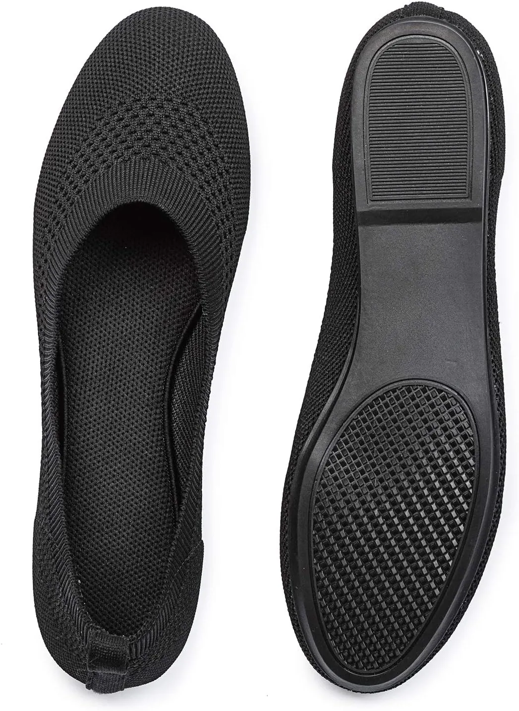 Frank Mully Womens Ballet Flat Shoes Knit Dress Shoes Round Toe Slip On Ballerina Walking Flats Shoes for Woman Low Wedge Comfort Soft