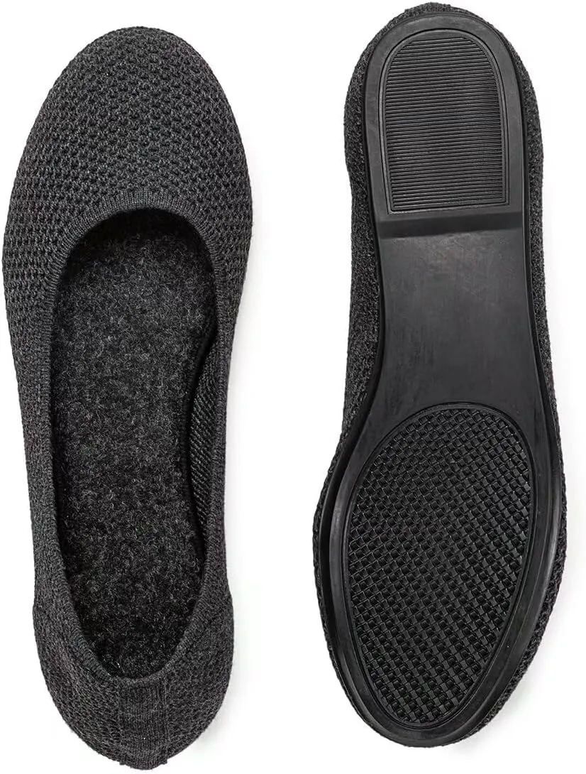 Frank Mully Womens Ballet Flat Shoes Knit Dress Shoes Round Toe Slip On Ballerina Walking Flats Shoes for Woman Low Wedge Comfort Soft