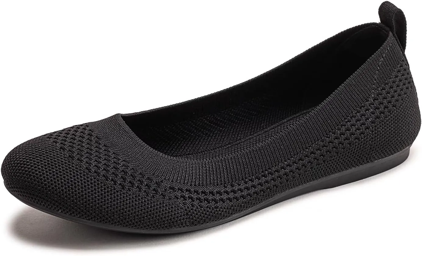 Frank Mully Womens Ballet Flat Shoes Knit Dress Shoes Round Toe Slip On Ballerina Walking Flats Shoes for Woman Low Wedge Comfort Soft