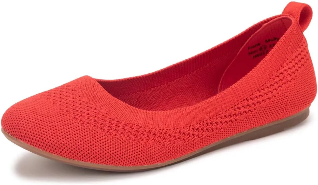 Frank Mully Womens Ballet Flat Shoes Knit Dress Shoes Round Toe Slip On Ballerina Walking Flats Shoes for Woman Low Wedge Comfort Soft