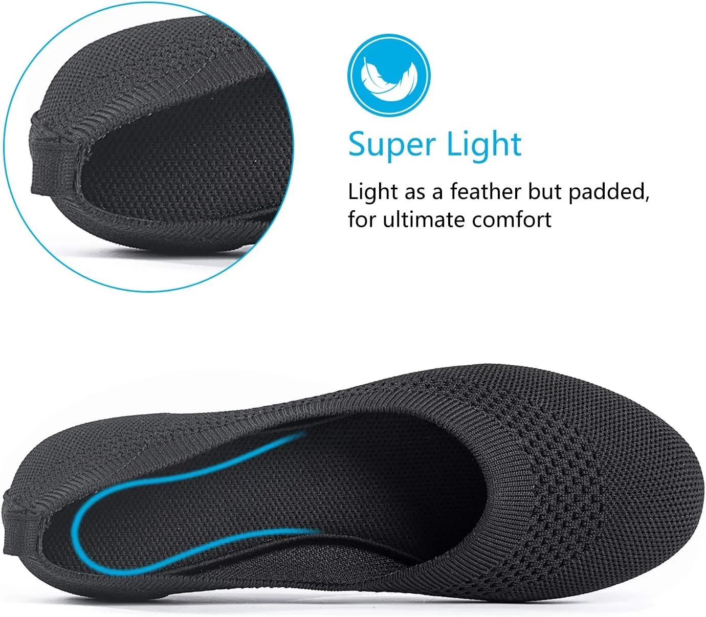 Frank Mully Womens Ballet Flat Shoes Knit Dress Shoes Round Toe Slip On Ballerina Walking Flats Shoes for Woman Low Wedge Comfort Soft