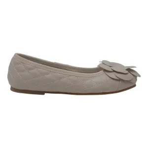 Girls Cream Quilted Flower Ballet Trendy Flats 7-10 Toddler