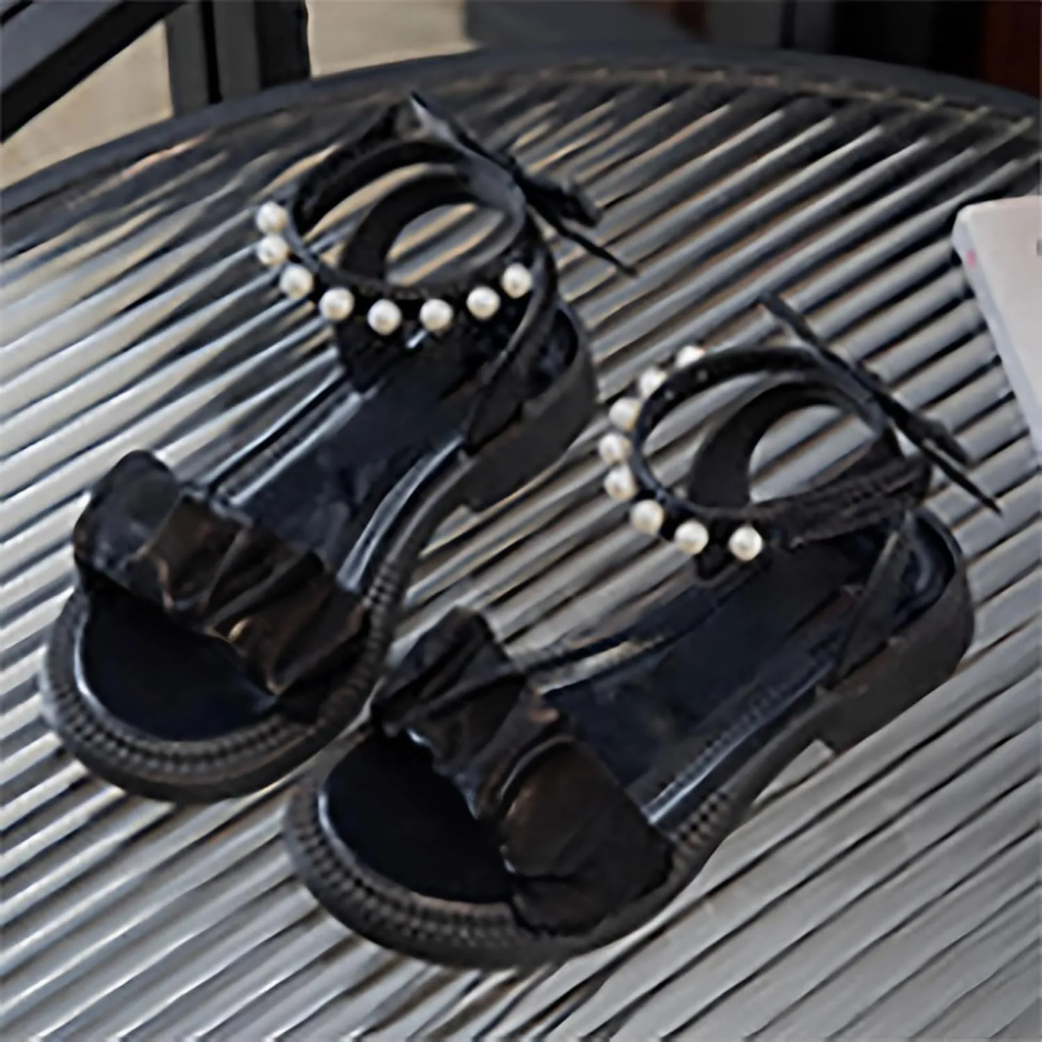 Girls Dress Sandals Fashion Bow Summer Wedding with Adjustable Ankle Strap Glitter Heel Flat Shoes Jelly Toddler