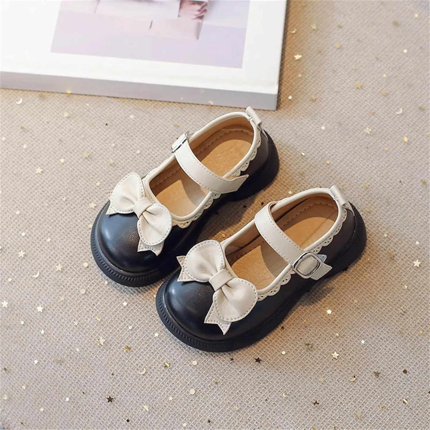 Girl's Platform Mary Janes Pumps Chunky Heel Ankle Strap Uniform Dress Shoes Flower Bow Gothic Lolita Oxfords Shoes