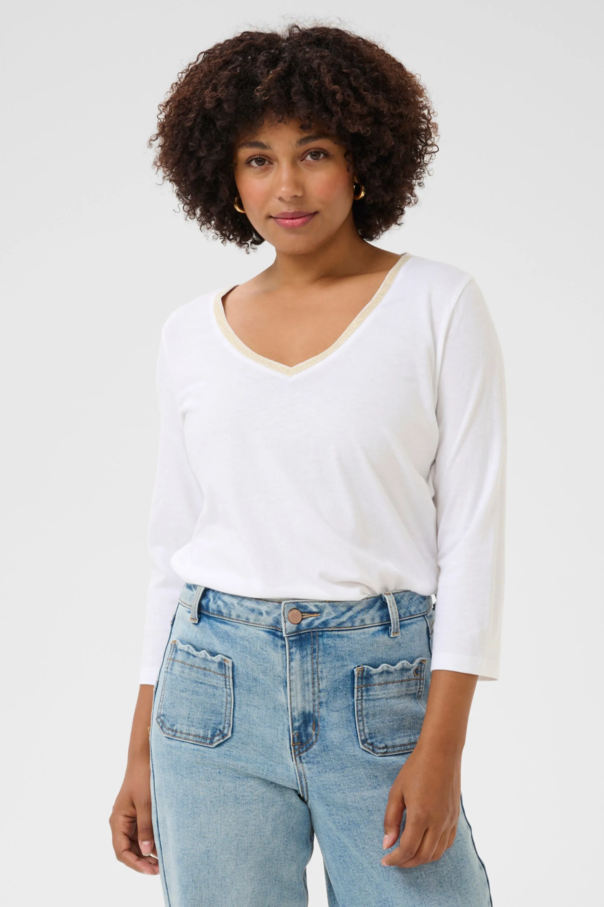 GLITTER V-NECK 3/4 SLEEVE TEE