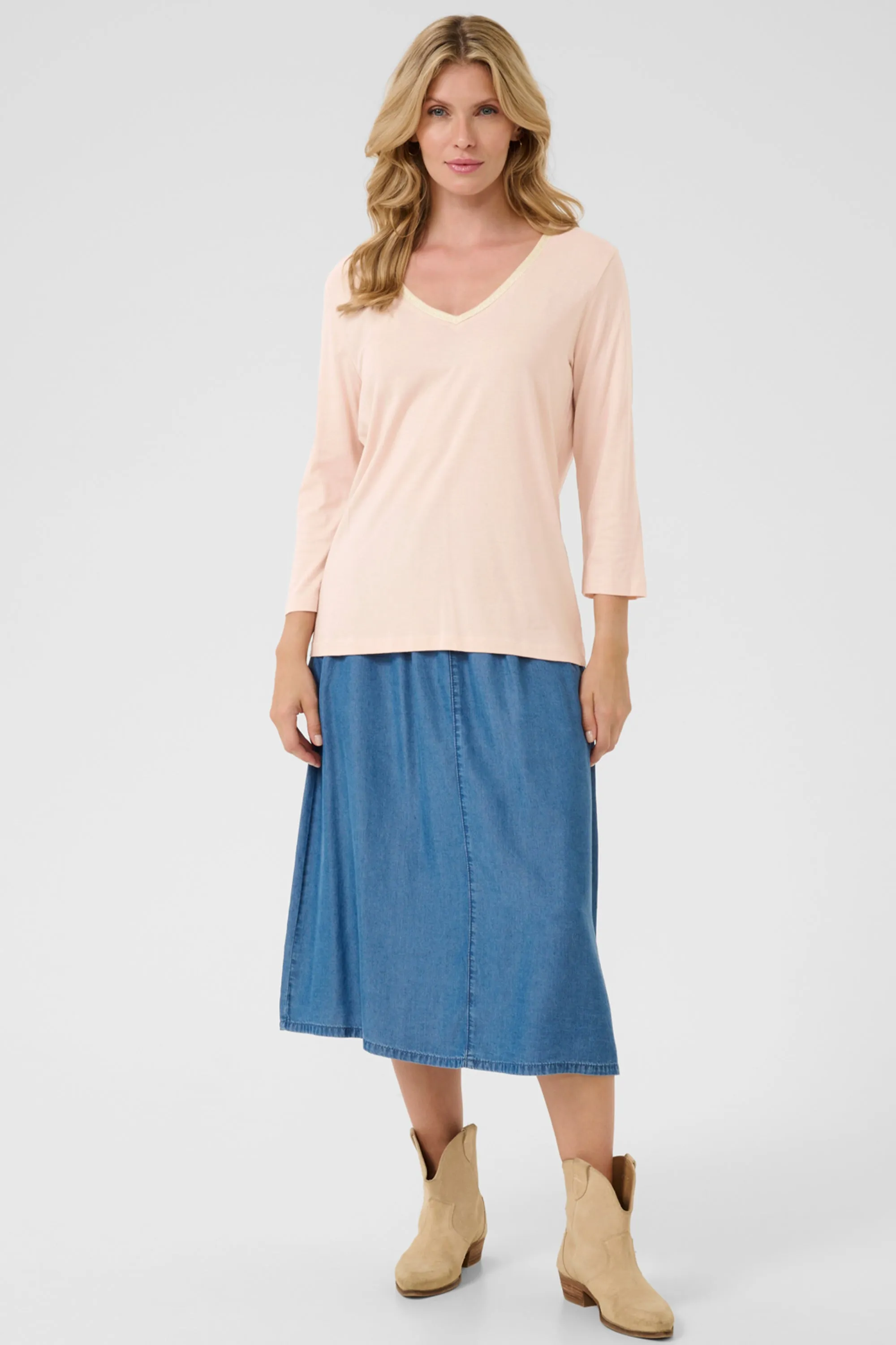 GLITTER V-NECK 3/4 SLEEVE TEE