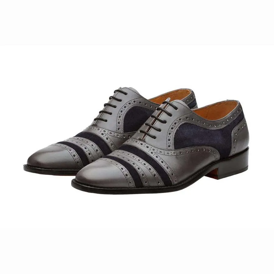 Grey   Navy Suede Gladiator Oxfords