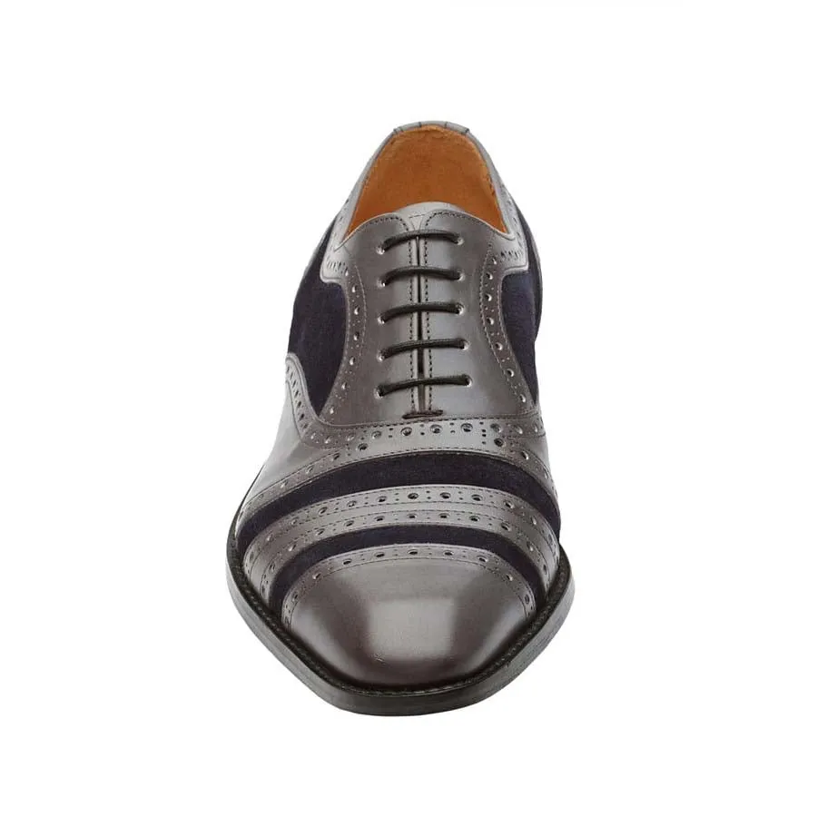 Grey   Navy Suede Gladiator Oxfords