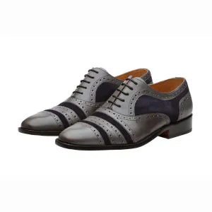 Grey   Navy Suede Gladiator Oxfords