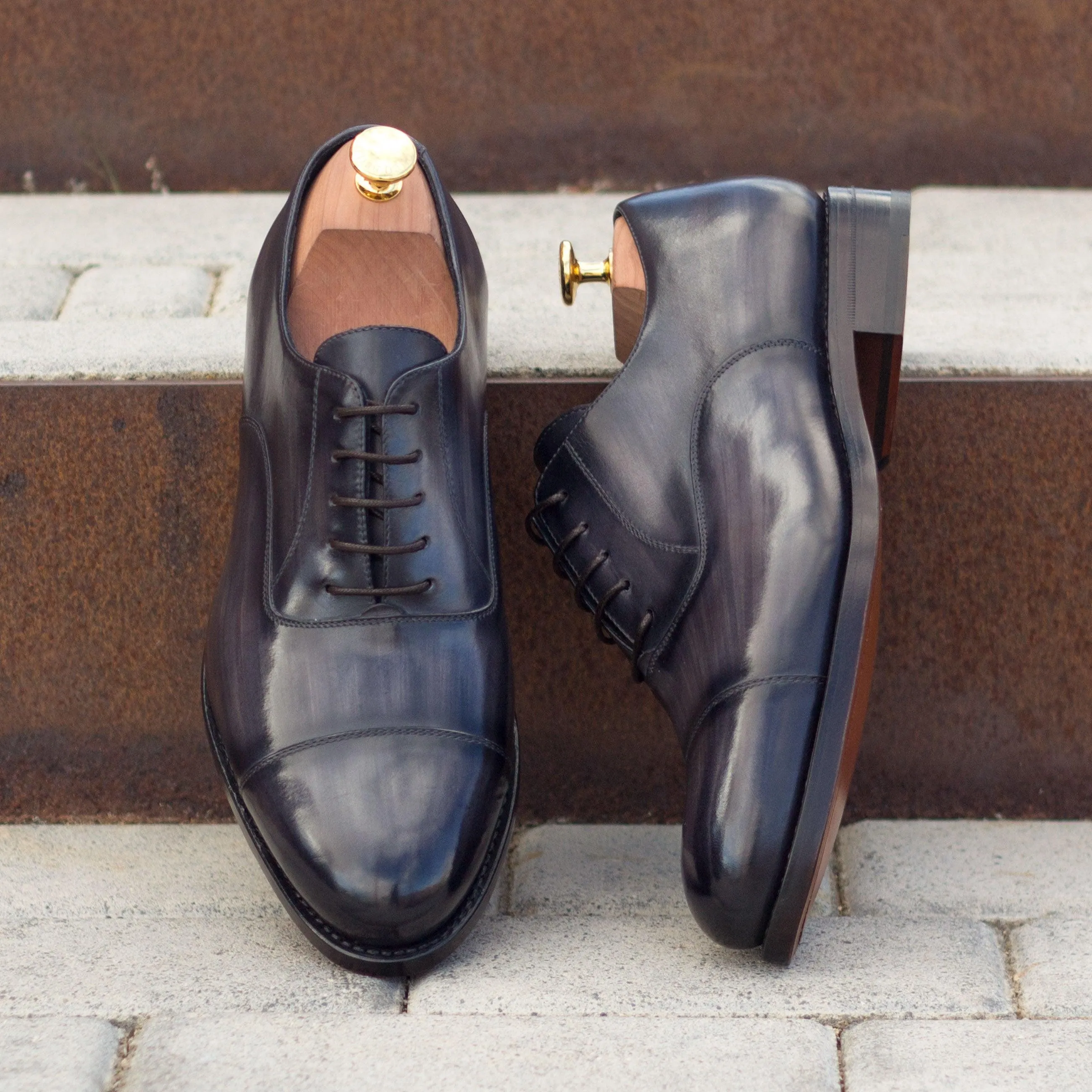 Grey Patina Leather Oxford