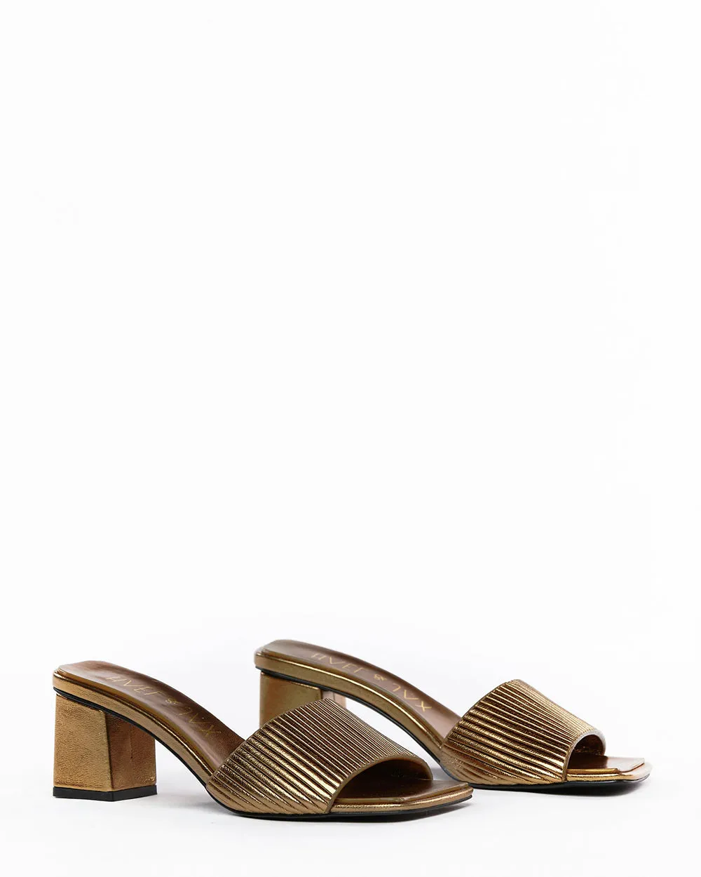 Hael & Jax Dali Gold Leather Heel Slide