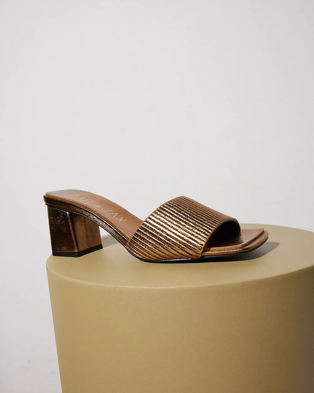 Hael & Jax Dali Gold Leather Heel Slide